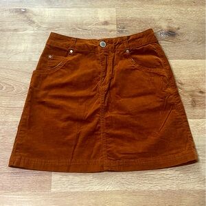 Copper Key Corduroy Burnt Orange A-Line Mini Skirt XS